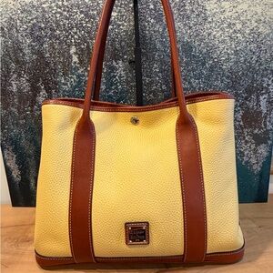 Dooney & Bourke Pebble Grain Layla Tote in Dandelion Yellow & Chestnut Brown